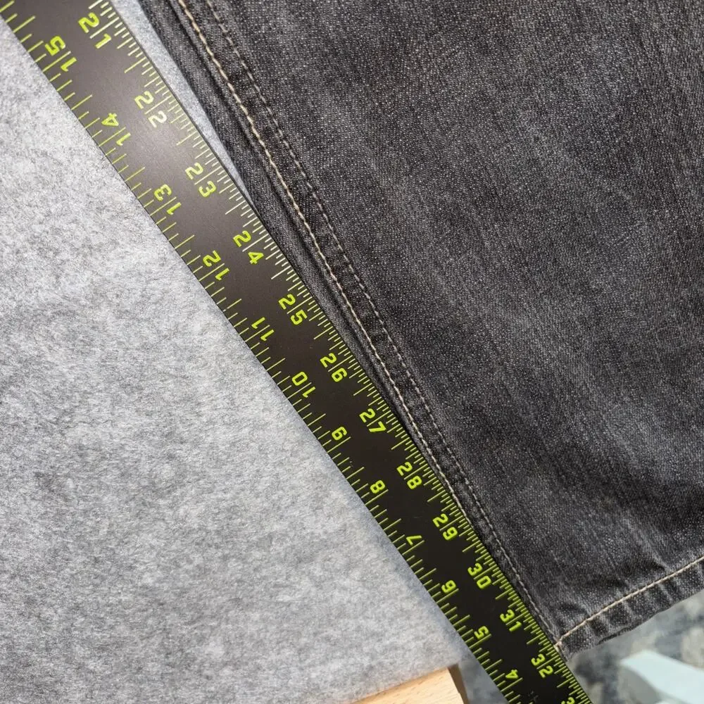 Coogi Jeans Mens 42x35 Black Denim Gold Studded Flap Pockets Patch Embroidered